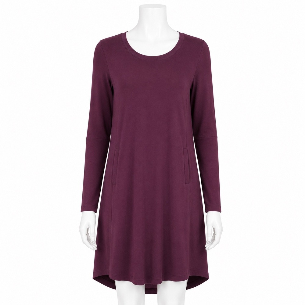 Athleta Balance Sweatshirt Dress Women Small Purple Long Sleeve Pockets Casual